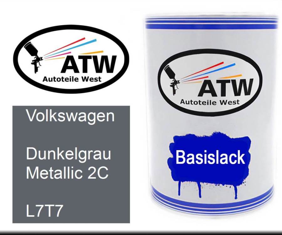 Volkswagen, Dunkelgrau Metallic 2C, L7T7: 500ml Lackdose, von ATW Autoteile West.